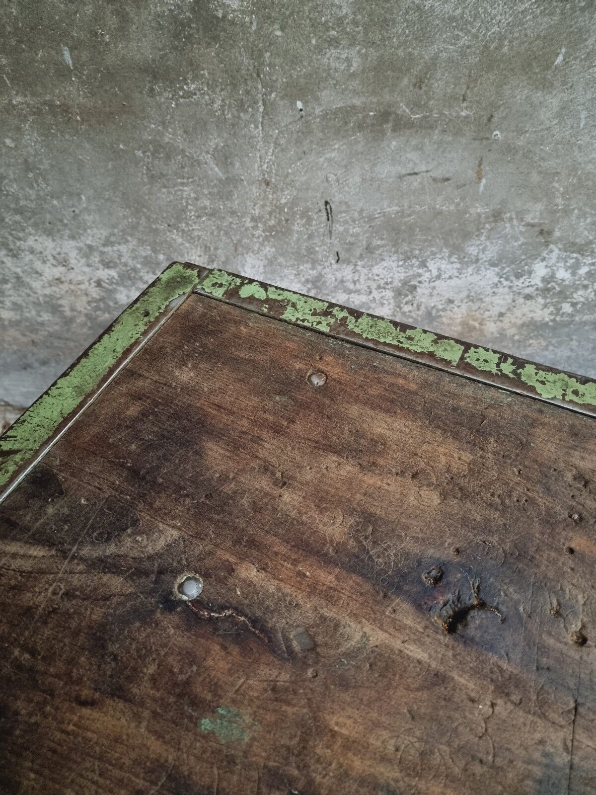 Antique workbench green kitchen island