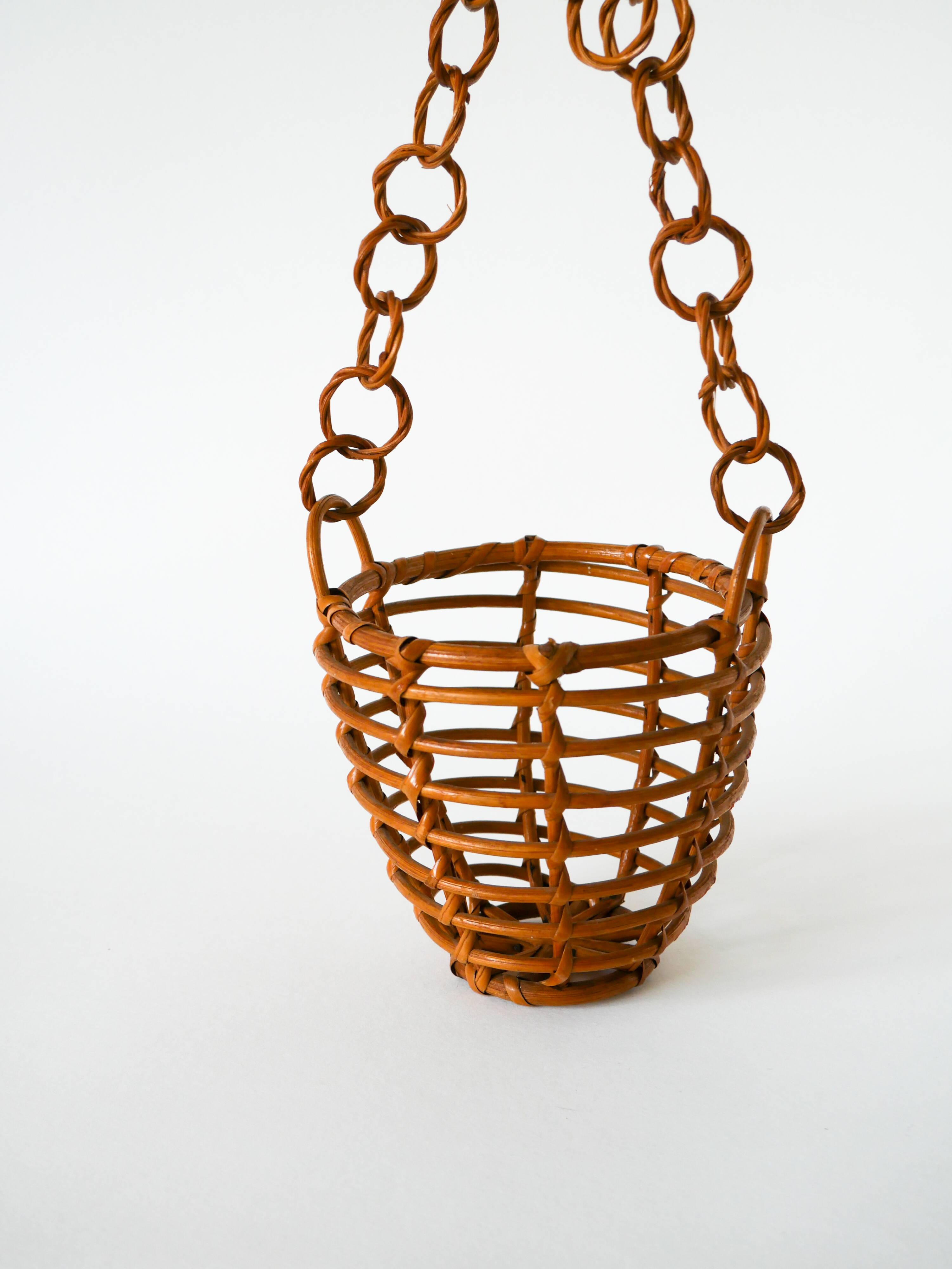 Cache-pot en bois et bambou à suspendre, 1950