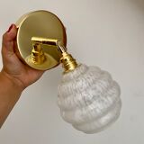Vintage globe wall lamp in white clichy glass