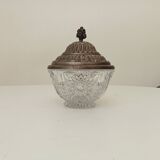 Vintage chiseled glass and tin candy box