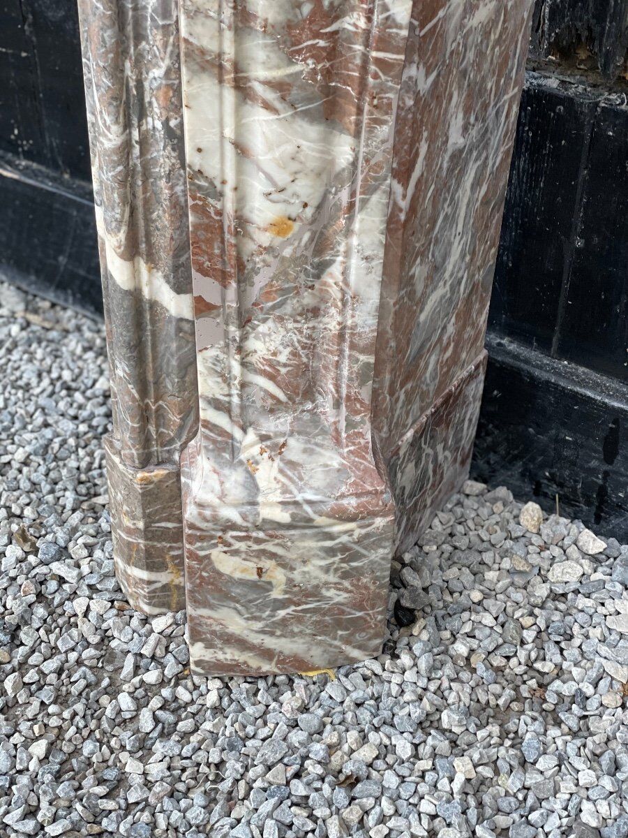 Louis XV style fireplace in grey marble from the Ardennes circa 1880