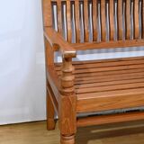 Old colonial varangue bench in teak – mid 20th century