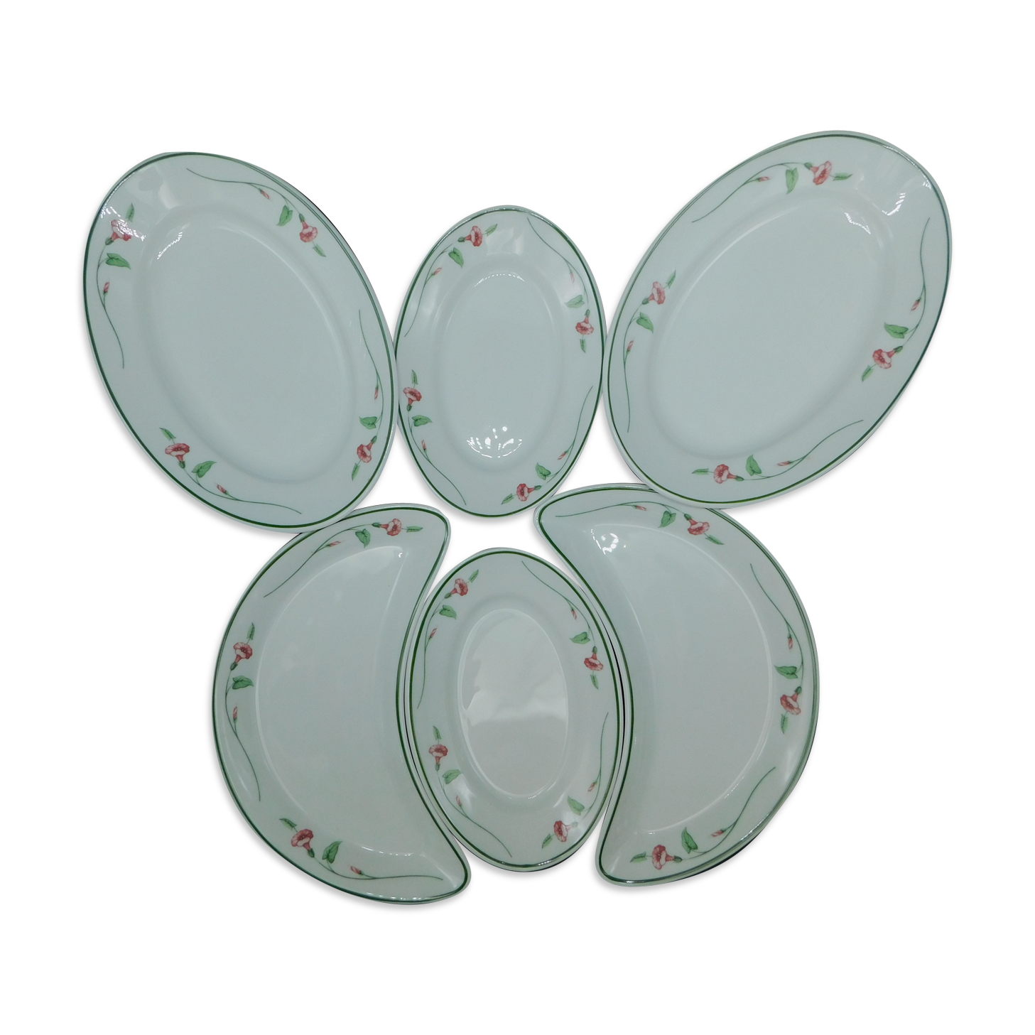 6 Pillivuyt serving dishes decorated with Liserons