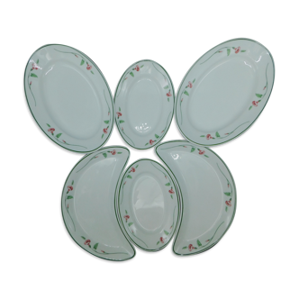 6 Pillivuyt serving dishes decorated with Liserons