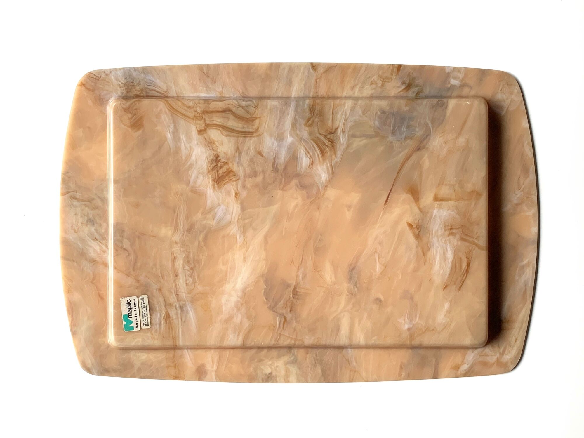Marble-style rectangular plastic Maplic tray, 1960s