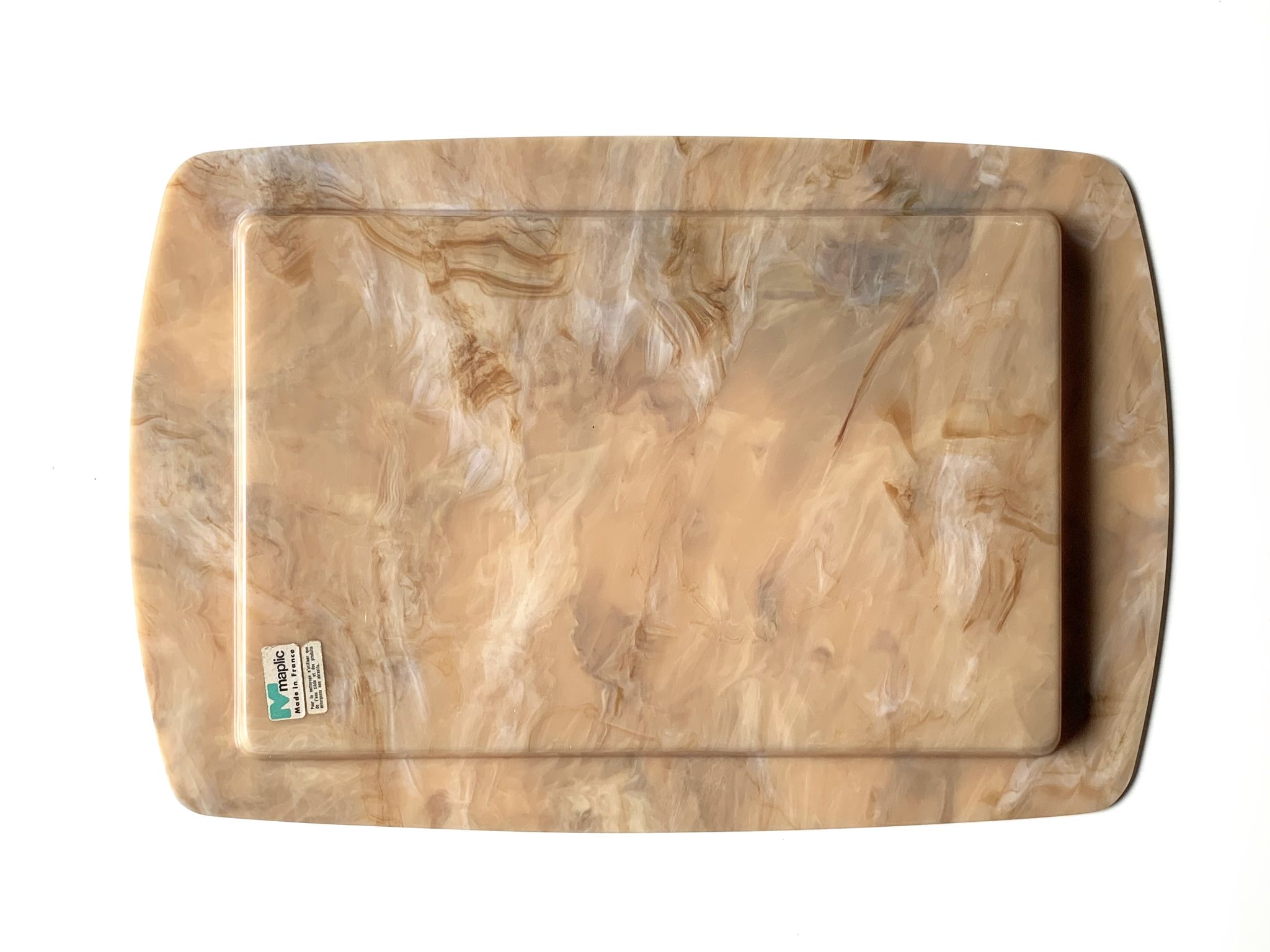 Plateau Maplic rectangulaire en plastique façon marbre , années 60