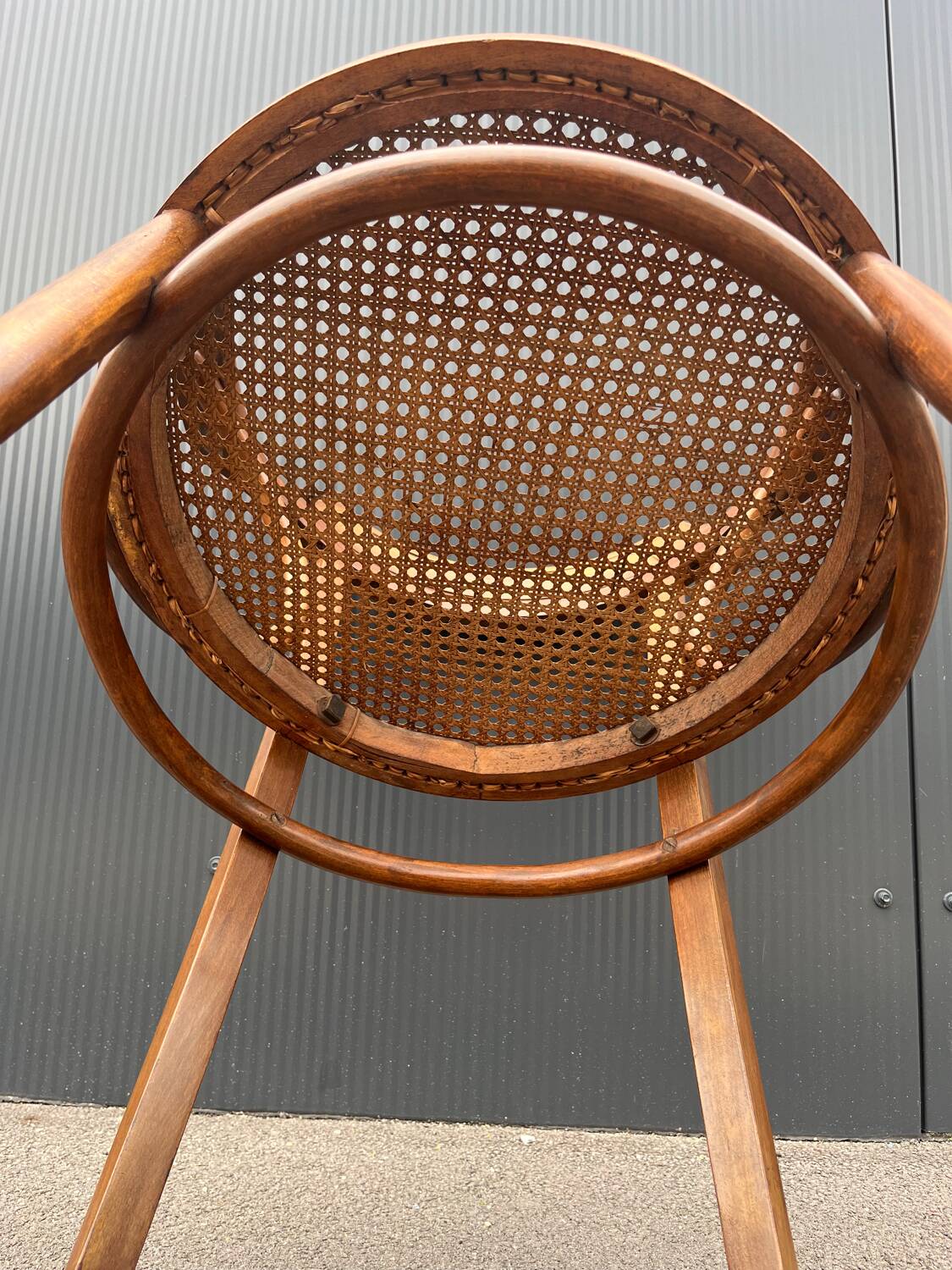 Fischel bistro armchair in wood and canework from the 50s/60s