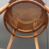 Fischel bistro armchair in wood and canework from the 50s/60s