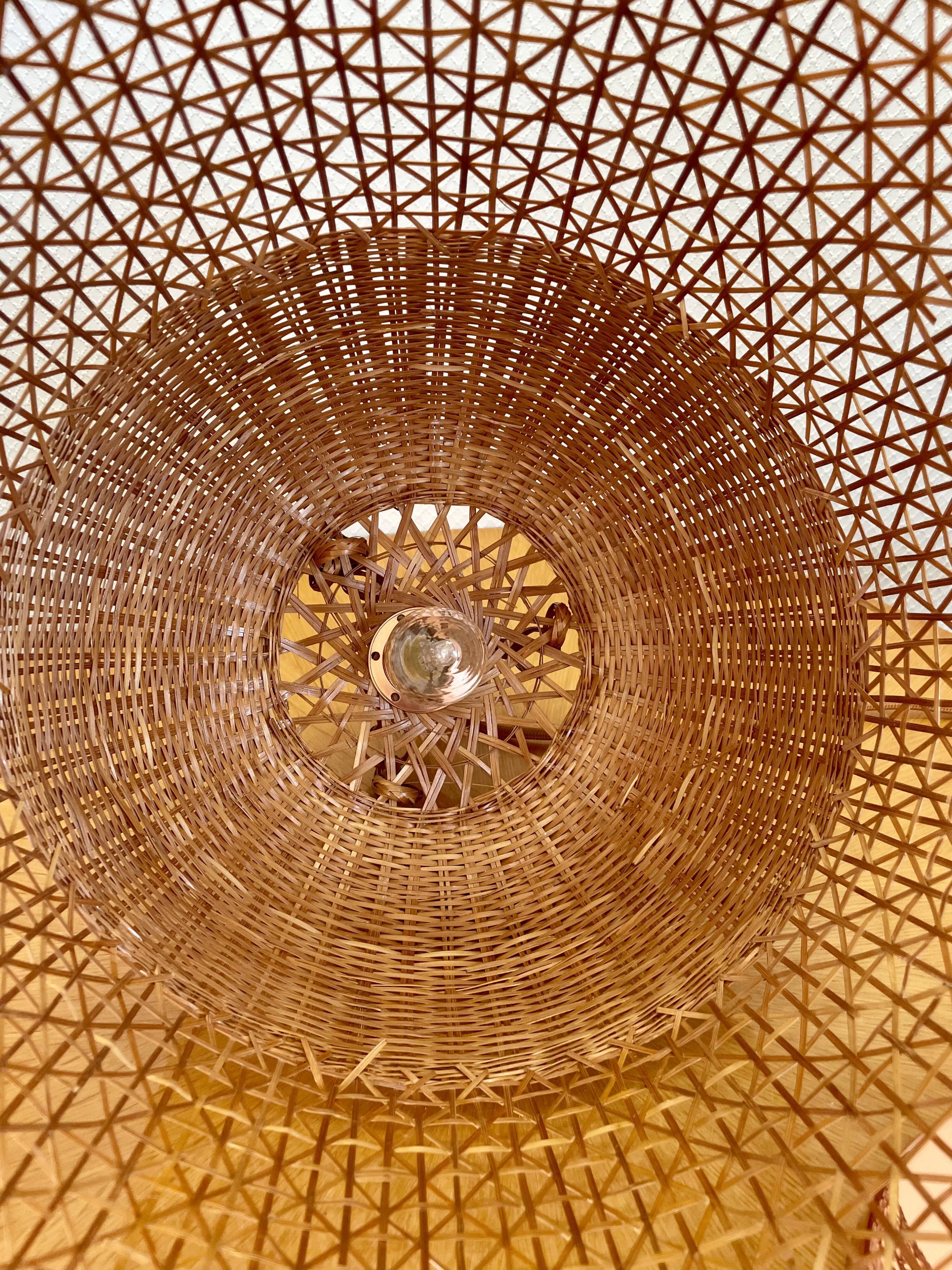 Vintage rattan pendant lamp copper electric frame