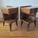 Pair of Art Deco bedside tables with flame veining, 1930s.
