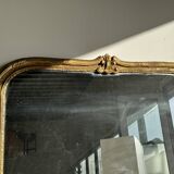 Large gilded mirror 19th century rounded corners mercury glass Louis XVI style