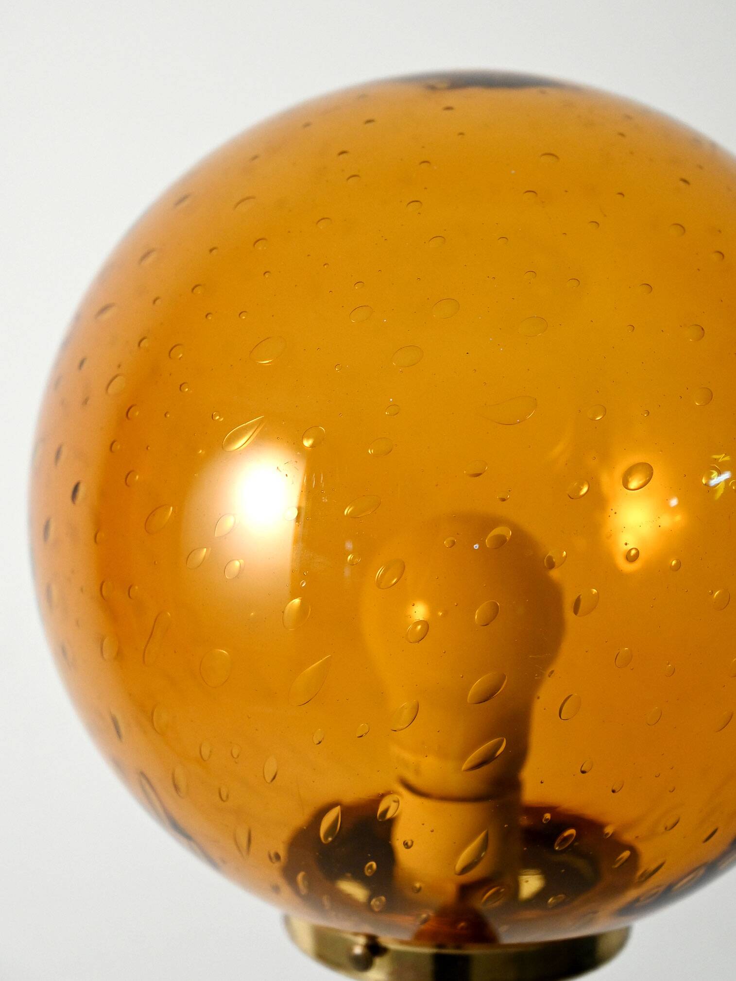 Teak and Amber colored Glass Floor Lamp