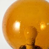 Teak and Amber colored Glass Floor Lamp