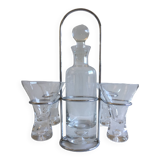 Service à liqueur digestif alcool portatif design verre & métal chromé inox