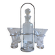 Portable alcohol digestive liquor service design glass & chromed metal stainless steel