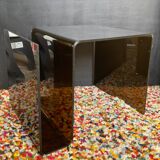 Smoked plexiglass magazine rack side table from the 70s