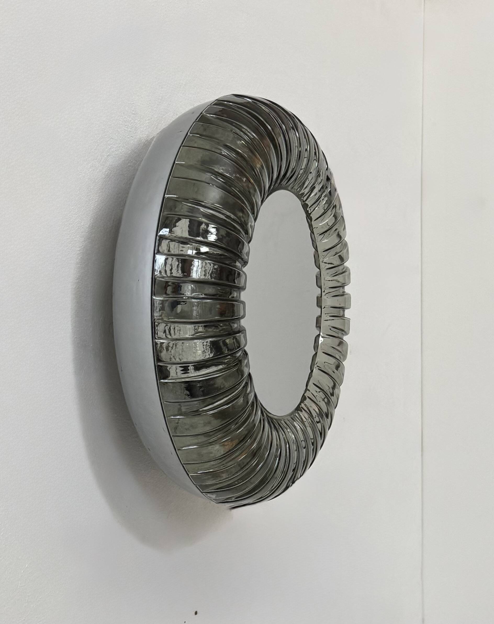Vintage wall light, Murano glass and polished stainless steel, Italy, 1960.