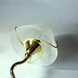 Lampe de table décorative en laiton et verre laiteux, vintage