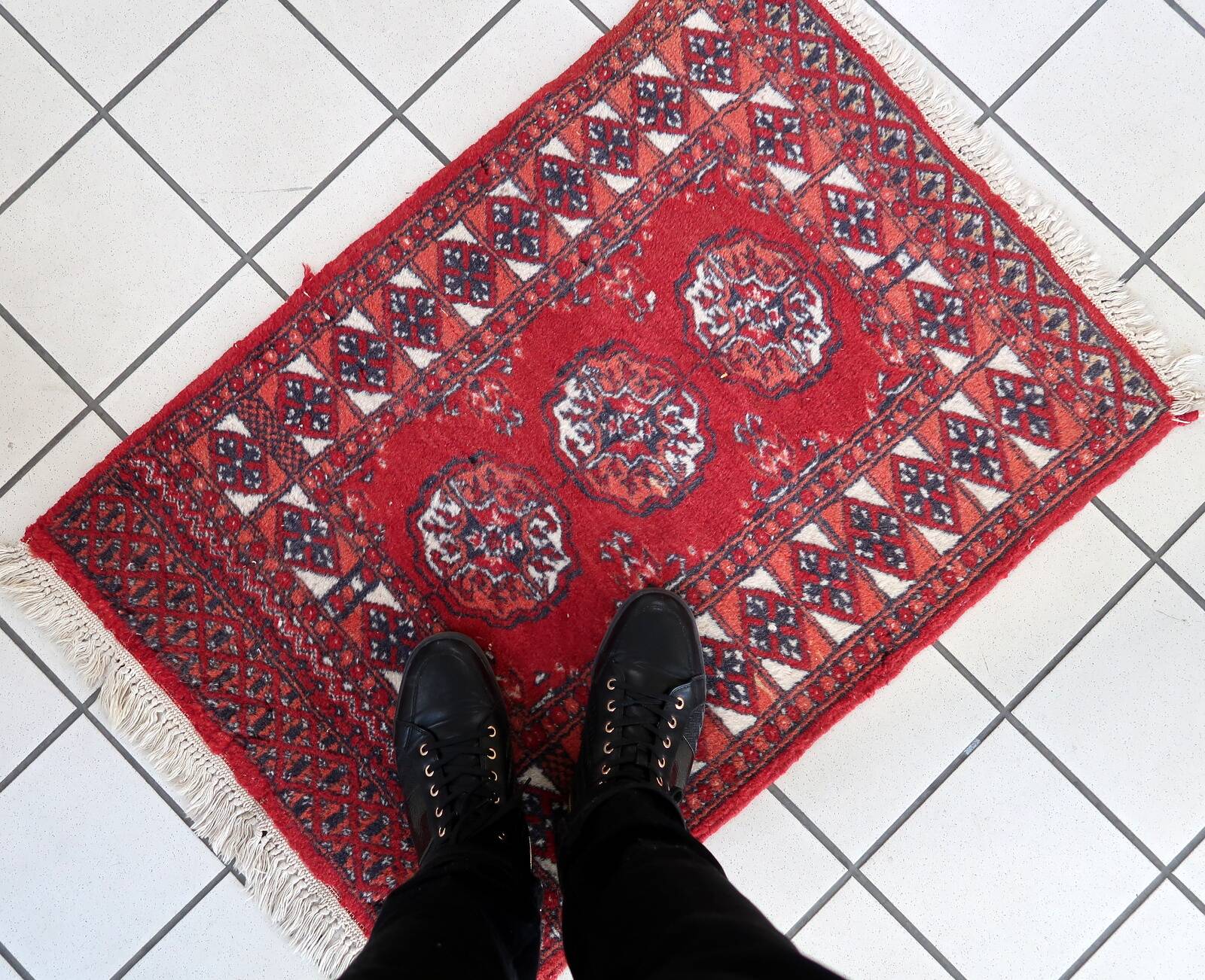 Tapis vintage fait main Afghan Ersari 62cm x 88cm (1970s) en laine