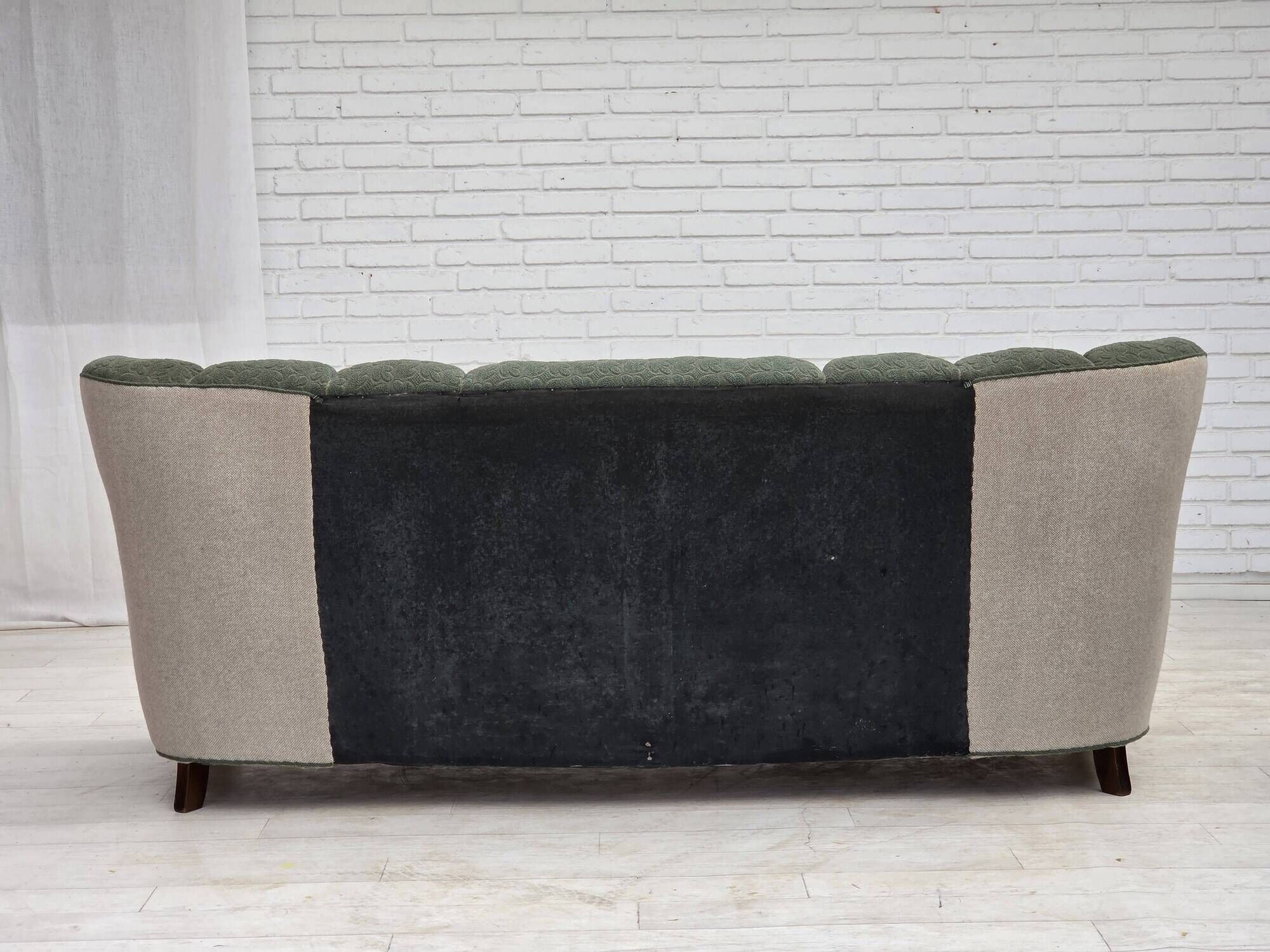 1960s, Danish 3-seater sofa, furniture wool, oak wood.