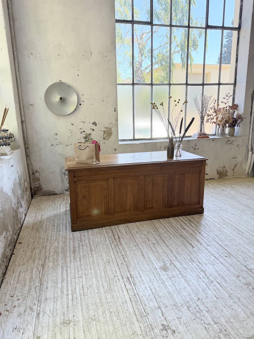 1950s oak office counter