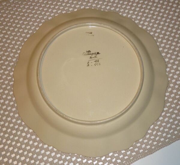 Plat noir et jaune HB Quimper, 36cm