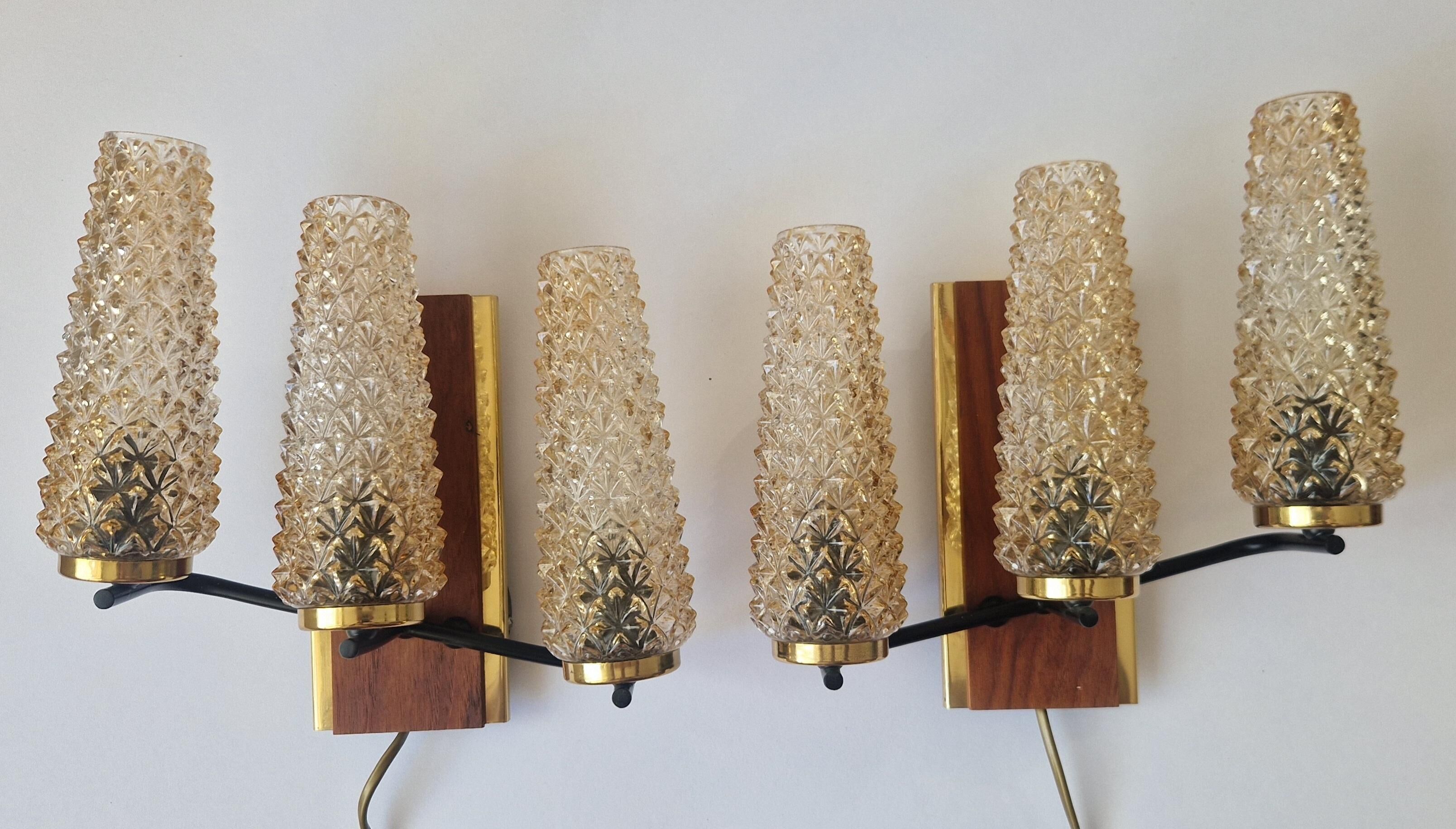 Pair of Midcentury Wall Lamps Sego Armatur, Sweden, 1960s