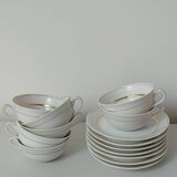 Set of 7 Limoges porcelain cups and saucers