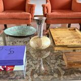 Mid-century cream parchment vase, Aldo Tura Italy 1950s