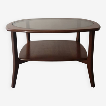 table basse scandinave en teck et verre fumé, Danemark 1960