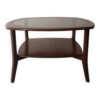 Scandinavian coffee table in teak and smoked glass, Denmark 1960