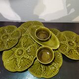 Serving of 6 oyster plates with butter and 2 Ramekins from Gien