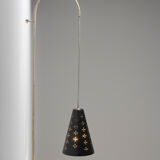 Hanging wall lamp with black perforated cap, 1960's
