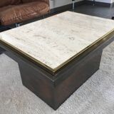 Table Basse Travertin Belgo Chrome années 1970