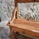 Grand banc ancien en bois avec dossier – fin XIXe siècle, pin et chêne