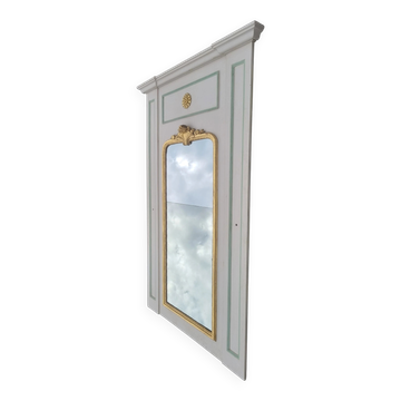 Large French mirror in architectural panel with gilt frame