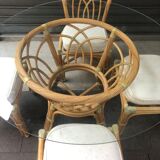 Table set and 4 rattan chairs