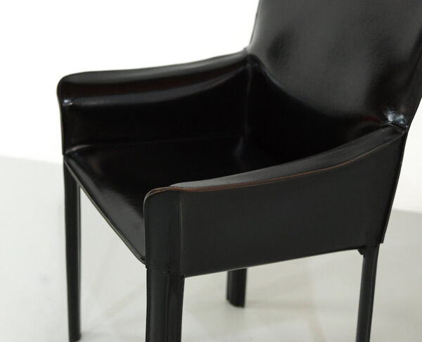 fauteuil En cuir Noir Des Années 1980 Par De Couro Du Brésil