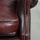 Bordeaux Red Cowhide Wingback Chair in English Style