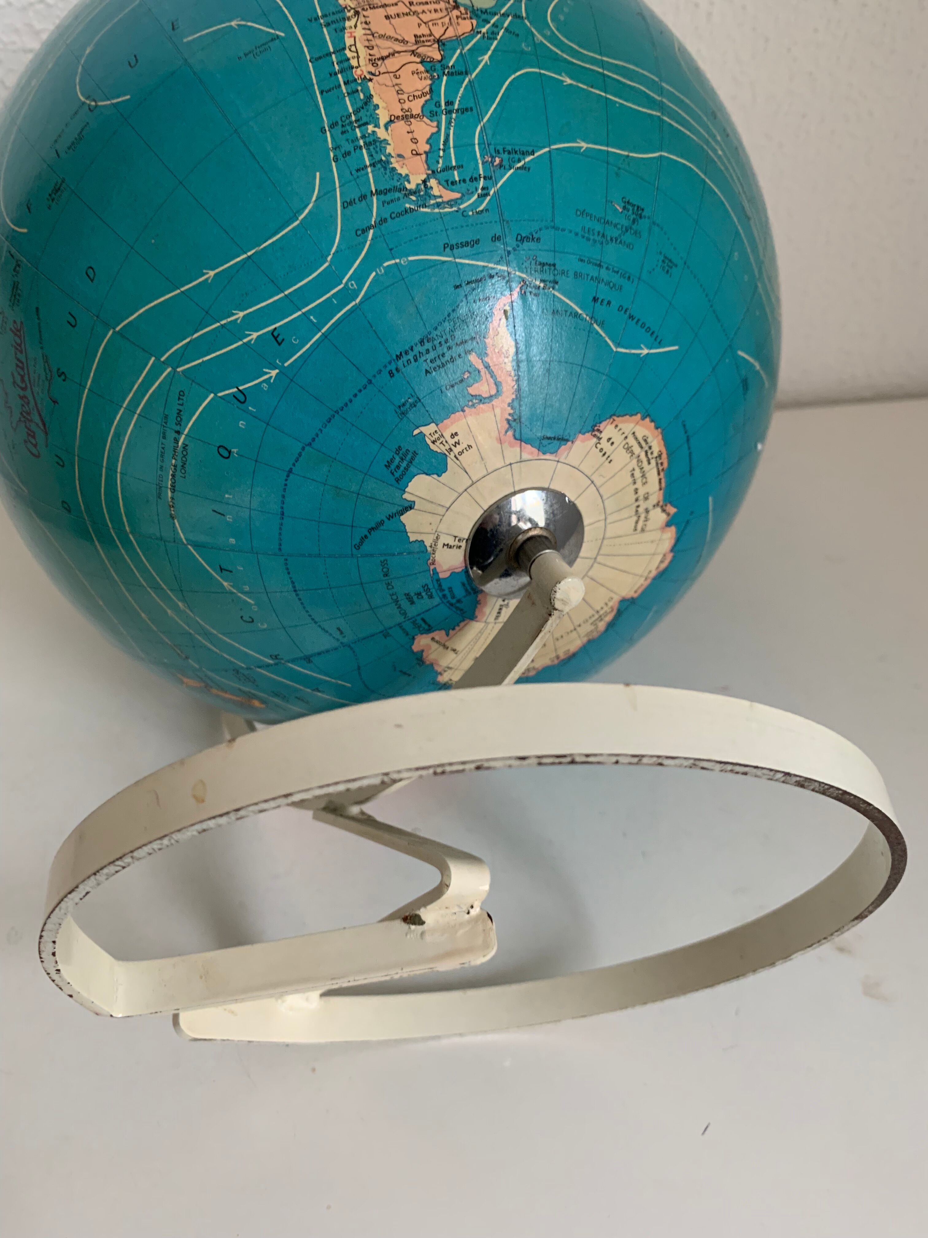 Vintage globe 1979 terrestrial Taride twisted metal 35 cm