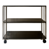 Smoked glass and brass hi-fi/TV stand, circa 1970