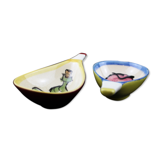 Set of 2 colorful ceramic aperitif cups