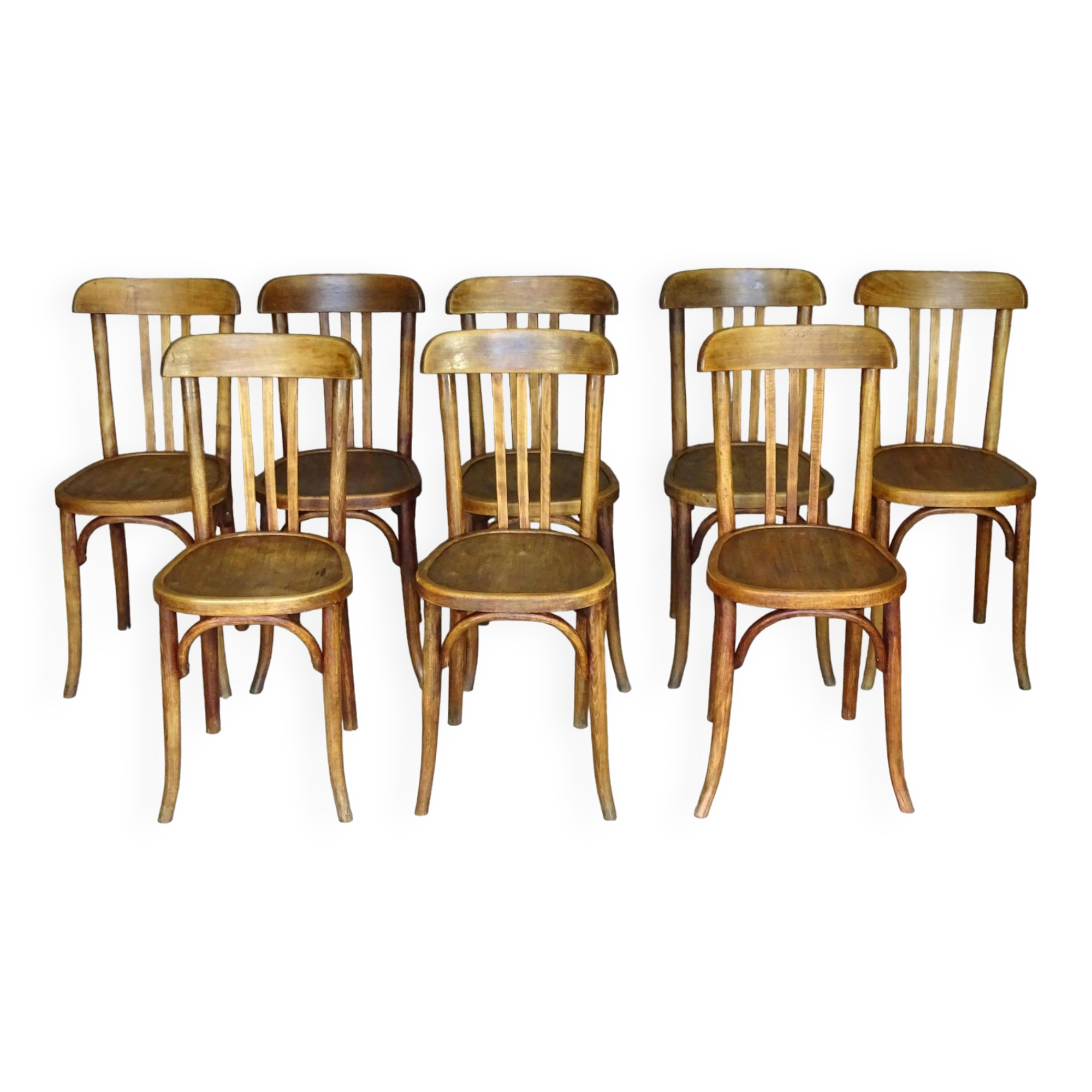Set of 8 Fischel bentwood Bistrot chairs circa 1930