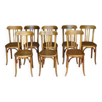 Set of 8 Fischel bentwood Bistrot chairs circa 1930