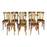 Set de 8 chaises Bistrot Fischel bois-courbé vers 1930