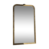 Large gilded mirror 19th century rounded corners mercury glass Louis XVI style