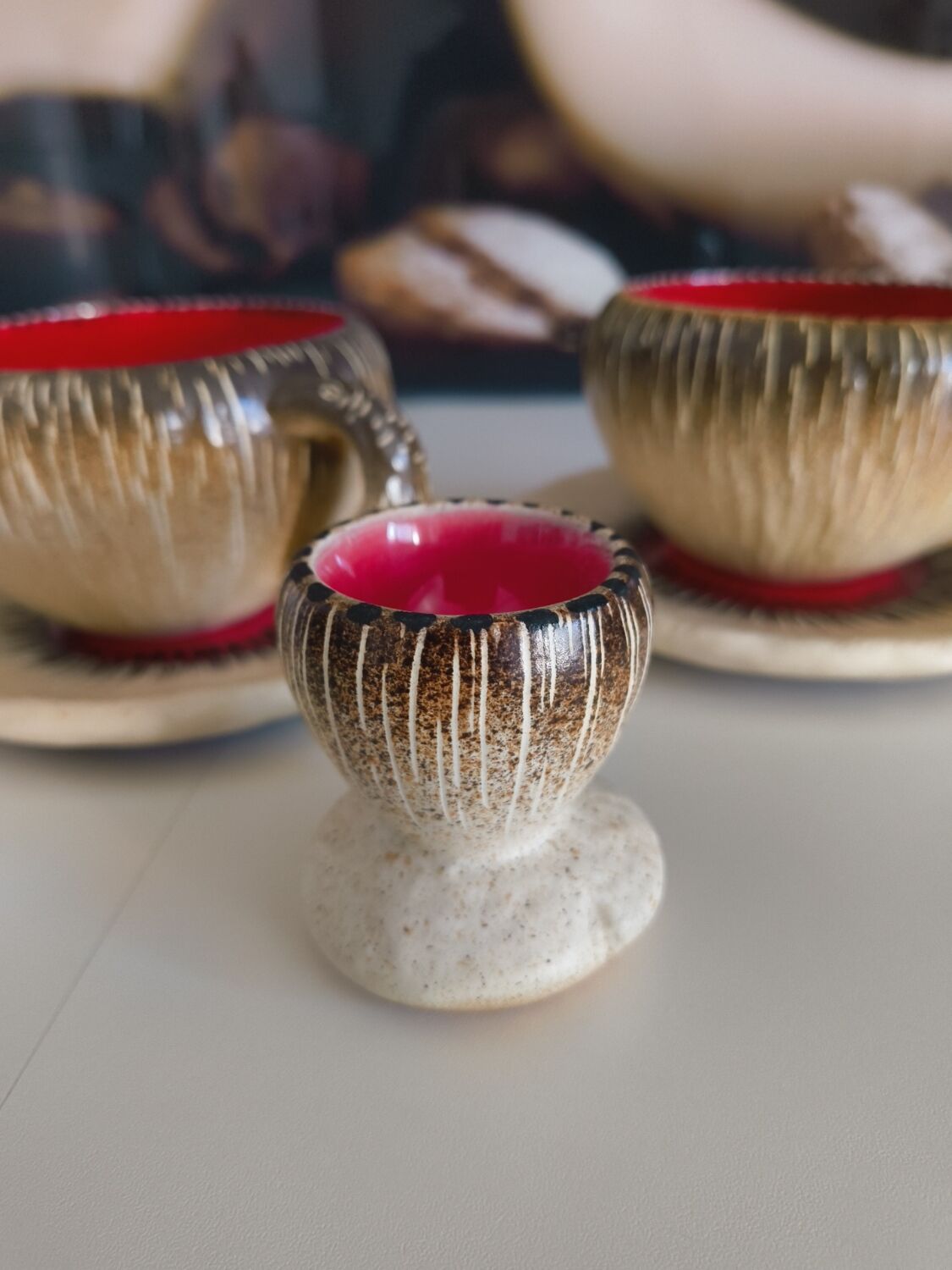 Breakfast service Bruno Dose + egg cup – Poterie du Breuil, Sar