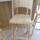 Lot of 3 Maison Louis Drucker light Manila rattan bistro high chairs.