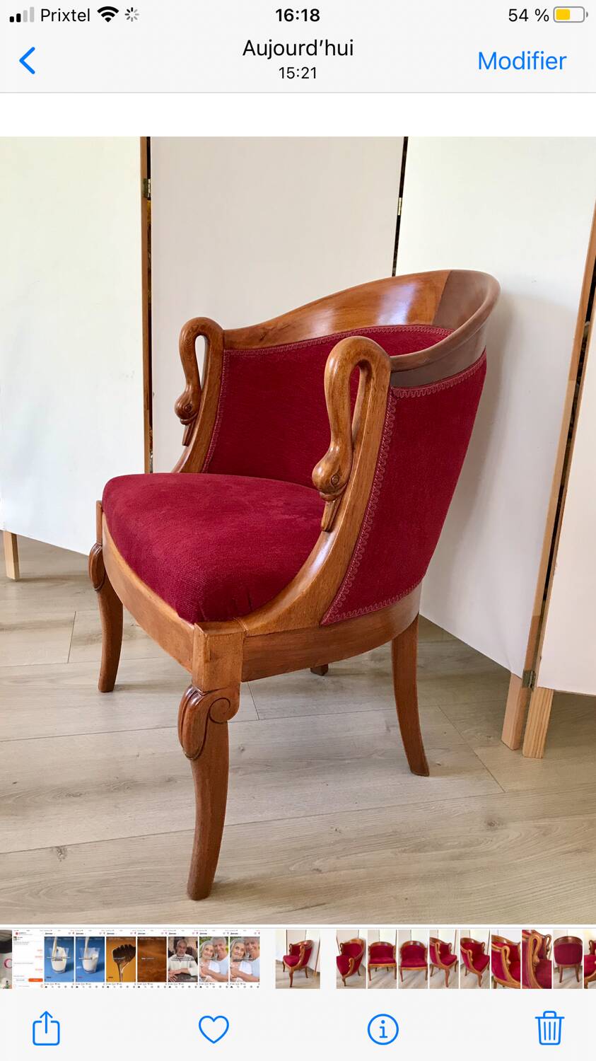 Empire-style armchair with swan necks