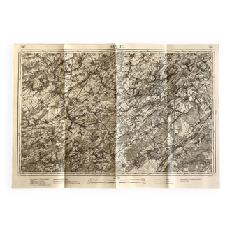Map of the surroundings of Marche-en-Famenne Belgium vintage 1914